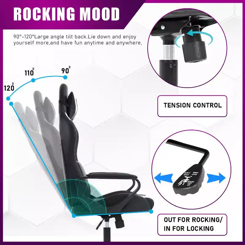 BestMassage Silla de escritorio para juegos Silla de oficina Silla de computadora con reposabrazos Soporte lumbar giratorio 360 Silla ejecutiva para adultos
