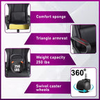 BestMassage Silla de escritorio para juegos Silla de oficina Silla de computadora con reposabrazos Soporte lumbar giratorio 360 Silla ejecutiva para adultos