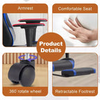 Silla de oficina para videojuegos BestMassage Racing con función de masaje, apoyo lumbar, cuero sintético, para adultos