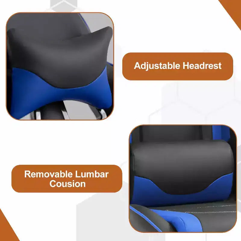 Silla de oficina para videojuegos BestMassage Racing con función de masaje, apoyo lumbar, cuero sintético, para adultos