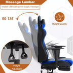 Silla de oficina para videojuegos BestMassage Racing con función de masaje, apoyo lumbar, cuero sintético, para adultos