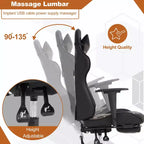 Silla de oficina para videojuegos BestMassage Racing con función de masaje, apoyo lumbar, cuero sintético, para adultos