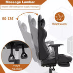 Silla de oficina para videojuegos BestMassage Racing con función de masaje, apoyo lumbar, cuero sintético, para adultos