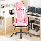 Silla de oficina para videojuegos BestMassage Racing con función de masaje, apoyo lumbar, cuero sintético, para adultos