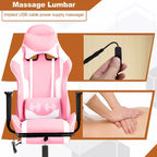 Silla de oficina para videojuegos BestMassage Racing con función de masaje, apoyo lumbar, cuero sintético, para adultos