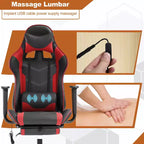 Silla de oficina para videojuegos BestMassage Racing con función de masaje, apoyo lumbar, cuero sintético, para adultos