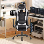Silla de oficina para videojuegos BestMassage Racing con función de masaje, apoyo lumbar, cuero sintético, para adultos