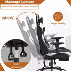Silla de oficina para videojuegos BestMassage Racing con función de masaje, apoyo lumbar, cuero sintético, para adultos