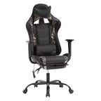 Silla de oficina para videojuegos BestMassage Racing con función de masaje, apoyo lumbar, cuero sintético, para adultos