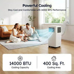 Aire Acondicionado Portátil Inteligente Simzlife 14000 BTU, AC 3 en 1 para 37 m², Control por APP, Sistema de Autoevaporación, Blanco