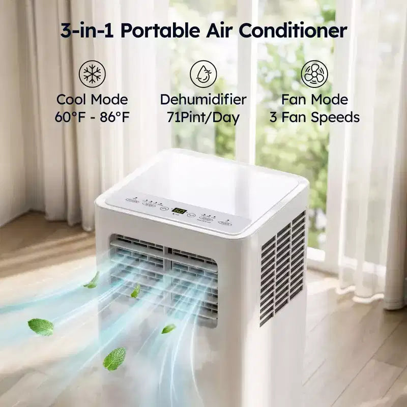 Aire Acondicionado Portátil Inteligente Simzlife 14000 BTU, AC 3 en 1 para 37 m², Control por APP, Sistema de Autoevaporación, Blanco