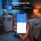 Aire Acondicionado Portátil Inteligente Simzlife 14000 BTU, AC 3 en 1 para 37 m², Control por APP, Sistema de Autoevaporación, Blanco