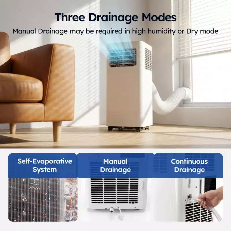 Aire Acondicionado Portátil Inteligente Simzlife 14000 BTU, AC 3 en 1 para 37 m², Control por APP, Sistema de Autoevaporación, Blanco
