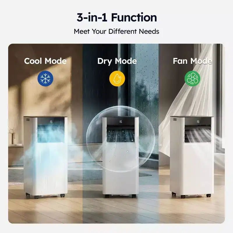 Aire Acondicionado Portátil Inteligente Simzlife 8000 BTU Enfriamiento Rápido para Habitaciones de hasta 23 m², Función 3 en 1, Control por Aplicación, Ultra Silencioso, Blanco
