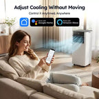 Aire Acondicionado Portátil Inteligente Simzlife 8000 BTU Enfriamiento Rápido para Habitaciones de hasta 23 m², Función 3 en 1, Control por Aplicación, Ultra Silencioso, Blanco