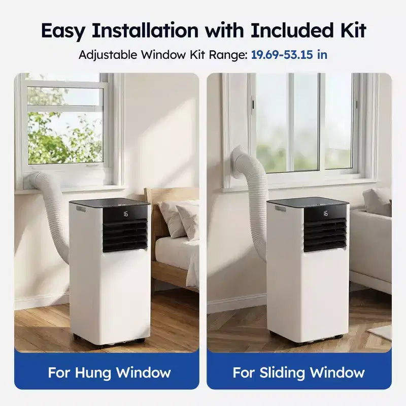 Aire Acondicionado Portátil Inteligente Simzlife 8000 BTU Enfriamiento Rápido para Habitaciones de hasta 23 m², Función 3 en 1, Control por Aplicación, Ultra Silencioso, Blanco