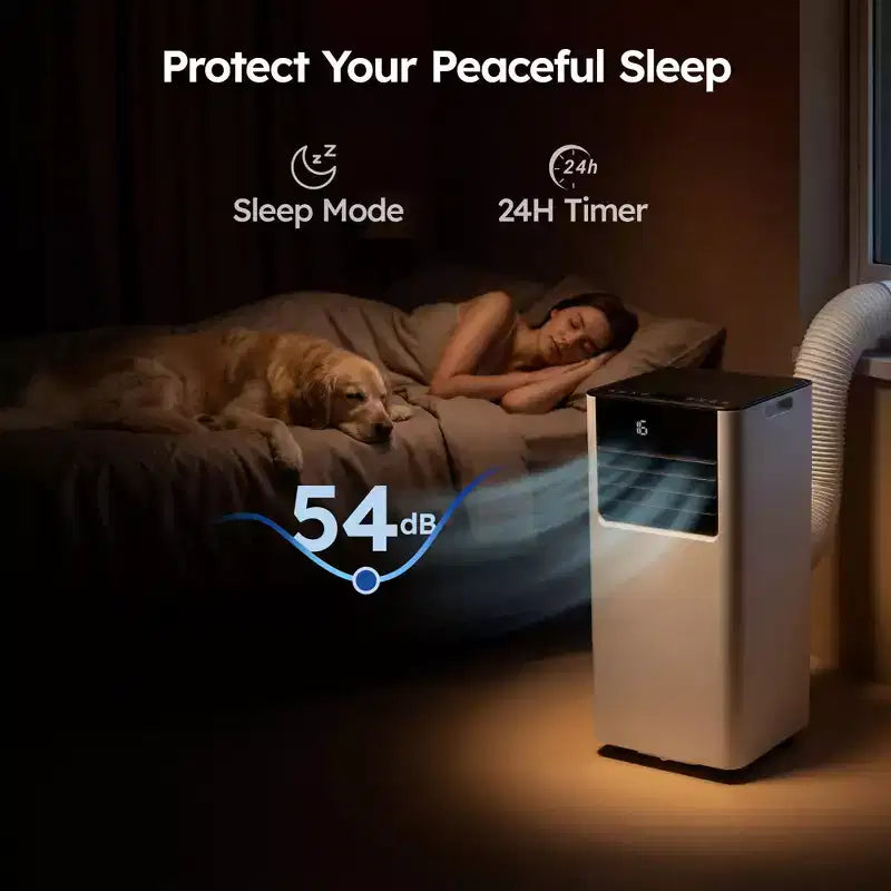 Aire Acondicionado Portátil Inteligente Simzlife 8000 BTU Enfriamiento Rápido para Habitaciones de hasta 23 m², Función 3 en 1, Control por Aplicación, Ultra Silencioso, Blanco
