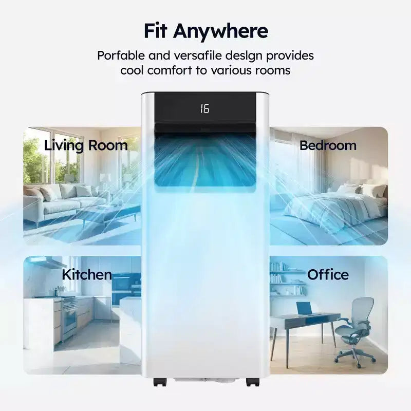Aire Acondicionado Portátil Inteligente Simzlife 8000 BTU Enfriamiento Rápido para Habitaciones de hasta 23 m², Función 3 en 1, Control por Aplicación, Ultra Silencioso, Blanco