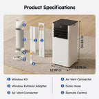 Aire Acondicionado Portátil Inteligente Simzlife 8000 BTU Enfriamiento Rápido para Habitaciones de hasta 23 m², Función 3 en 1, Control por Aplicación, Ultra Silencioso, Blanco