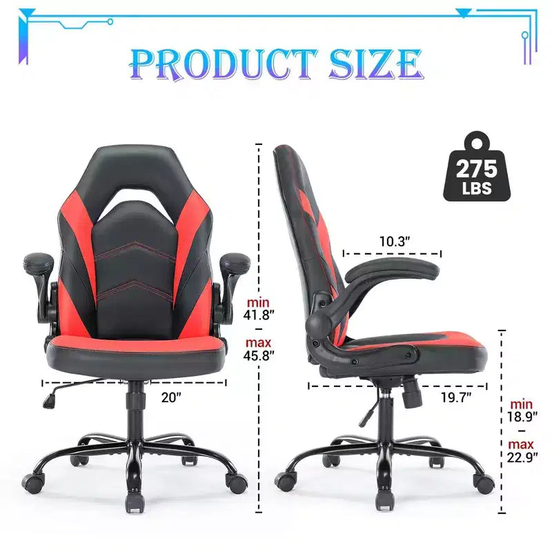 Silla Gaming Ultimate JIONJOY: Ergonómica, Cuero PU, Silla Ejecutiva de Escritorio con Reposabrazos Abatibles