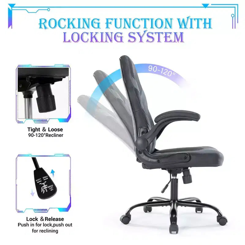 Silla Gaming Ultimate JIONJOY: Ergonómica, Cuero PU, Silla Ejecutiva de Escritorio con Reposabrazos Abatibles