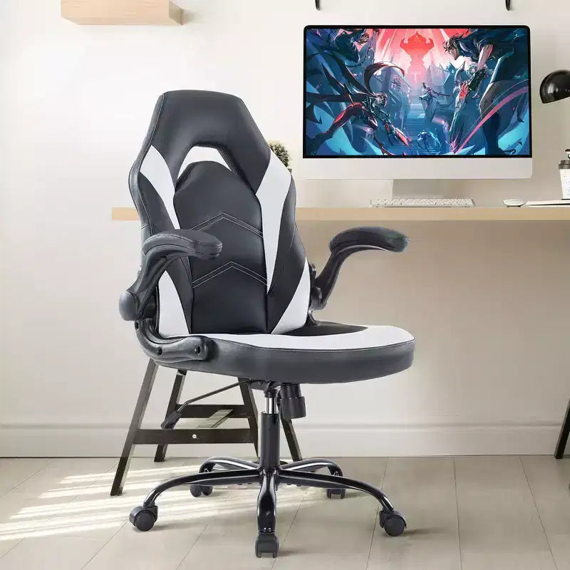 Silla Gaming Ultimate JIONJOY: Ergonómica, Cuero PU, Silla Ejecutiva de Escritorio con Reposabrazos Abatibles