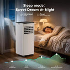 Simzlife Aire Acondicionado Portátil 10000 BTU (DOE) 3 en 1 con Refrigeración Deshumidificador Ventilador Modo de Sueño para 42 m², Kits de Ventana Ajustables, Blanco