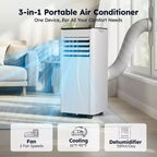 Aire Acondicionado Portátil Simzlife 8000 BTU, Enfriamiento Rápido, Unidad de CA para Habitaciones de hasta 32.5 m², Función 3 en 1, Control Remoto