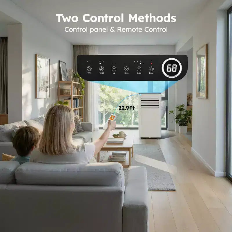 Aire Acondicionado Portátil Simzlife 8000 BTU, Enfriamiento Rápido, Unidad de CA para Habitaciones de hasta 32.5 m², Función 3 en 1, Control Remoto