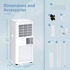 Aire Acondicionado Portátil Simzlife 8000 BTU, Enfriamiento Rápido, Unidad de CA para Habitaciones de hasta 32.5 m², Función 3 en 1, Control Remoto