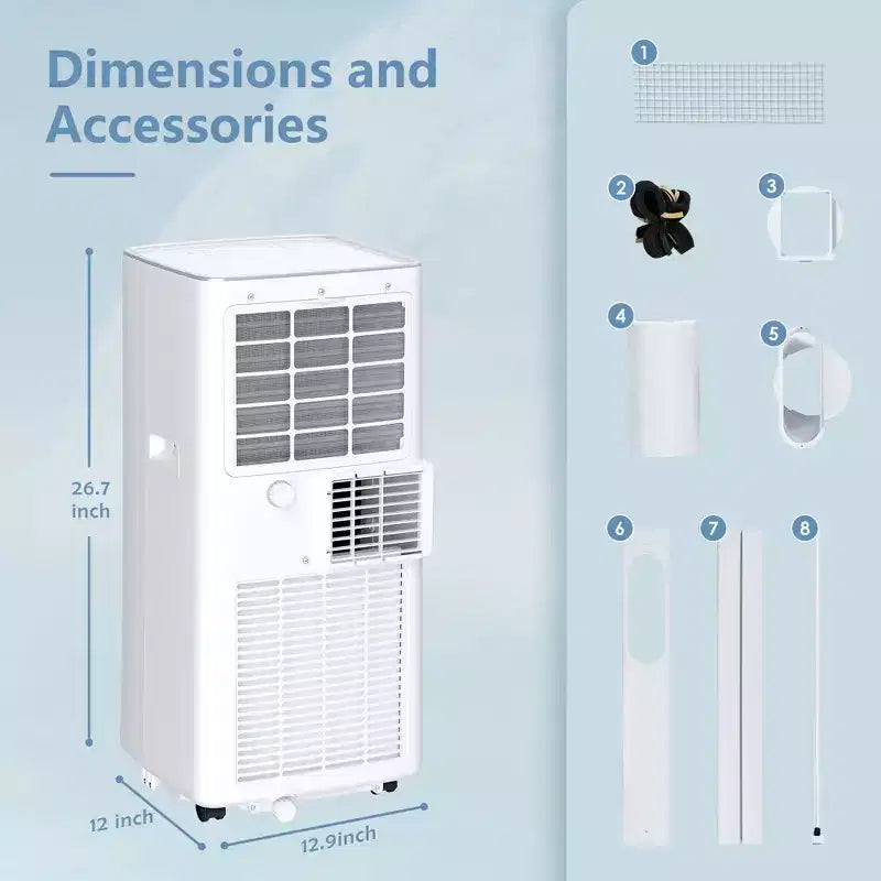 Aire Acondicionado Portátil Simzlife 8000 BTU, Enfriamiento Rápido, Unidad de CA para Habitaciones de hasta 32.5 m², Función 3 en 1, Control Remoto