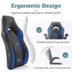 FIRNEWST Próximo nivel de confort en tus juegos: Silla ergonómica de cuero PU con reposabrazos abatibles ajustables
