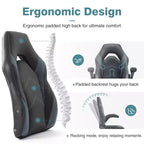 FIRNEWST Próximo nivel de confort en tus juegos: Silla ergonómica de cuero PU con reposabrazos abatibles ajustables