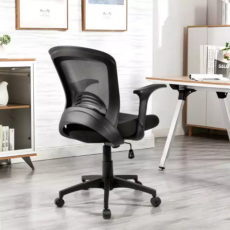 Silla de oficina ergonómica de malla, 150 kg de capacidad, silla de escritorio para ordenador con soporte lumbar integrado, asiento de espuma de alta densidad, base de cinco estrellas