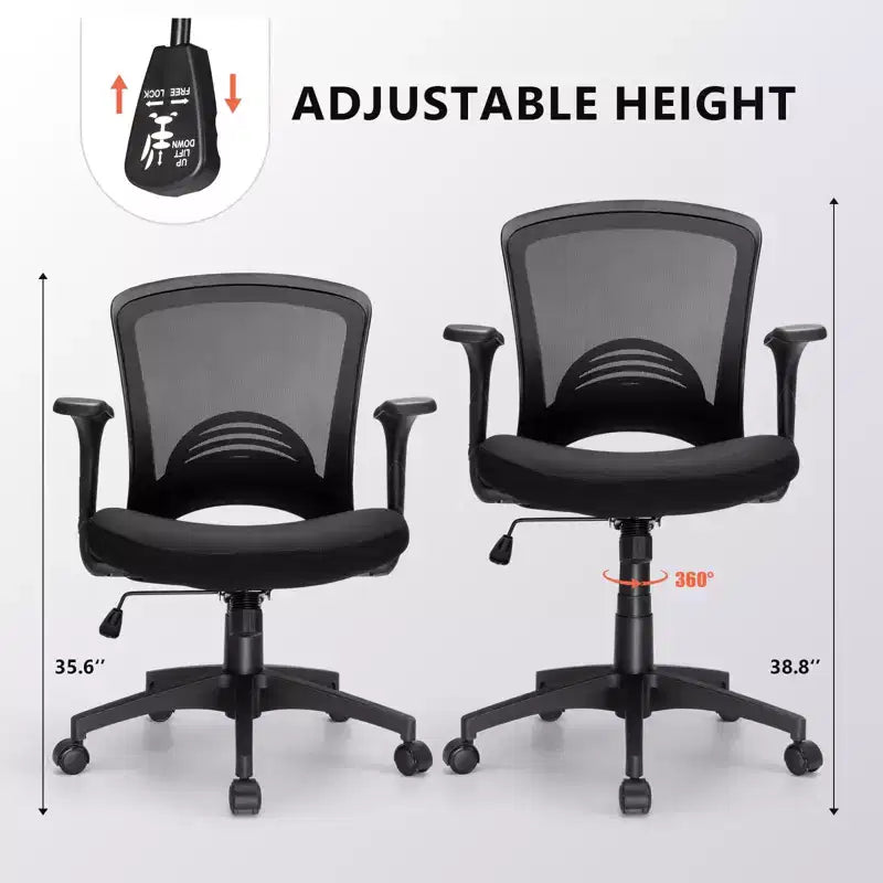 Silla de oficina ergonómica de malla, 150 kg de capacidad, silla de escritorio para ordenador con soporte lumbar integrado, asiento de espuma de alta densidad, base de cinco estrellas