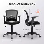 Silla de oficina ergonómica de malla, 150 kg de capacidad, silla de escritorio para ordenador con soporte lumbar integrado, asiento de espuma de alta densidad, base de cinco estrellas