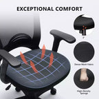 Silla de oficina ergonómica de malla, 150 kg de capacidad, silla de escritorio para ordenador con soporte lumbar integrado, asiento de espuma de alta densidad, base de cinco estrellas