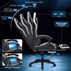 Sillón ergonómico de oficina y gaming Hoffree extragrande con masaje, reposapiés y ajustable para PC