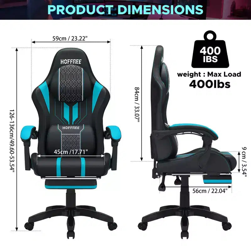 Sillón ergonómico de oficina y gaming Hoffree extragrande con masaje, reposapiés y ajustable para PC