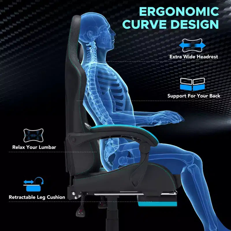Sillón ergonómico de oficina y gaming Hoffree extragrande con masaje, reposapiés y ajustable para PC