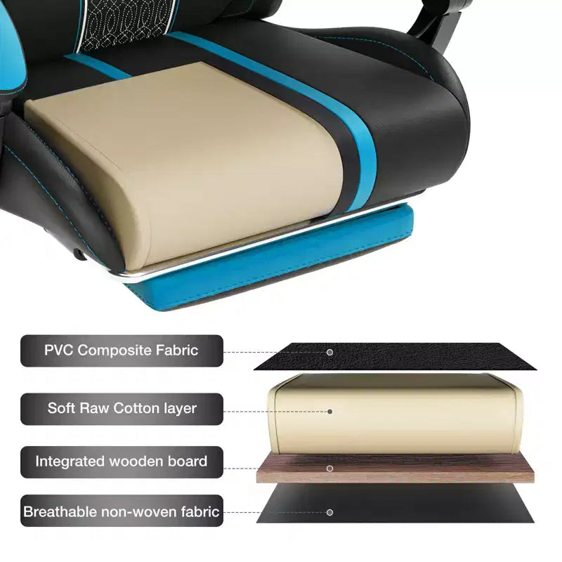 Sillón ergonómico de oficina y gaming Hoffree extragrande con masaje, reposapiés y ajustable para PC