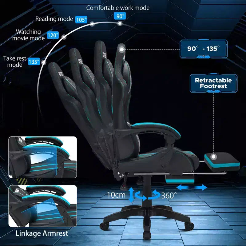 Sillón ergonómico de oficina y gaming Hoffree extragrande con masaje, reposapiés y ajustable para PC