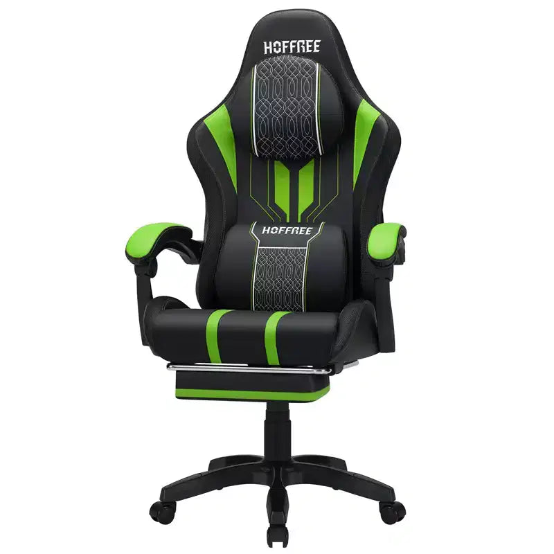 Sillón ergonómico de oficina y gaming Hoffree extragrande con masaje, reposapiés y ajustable para PC