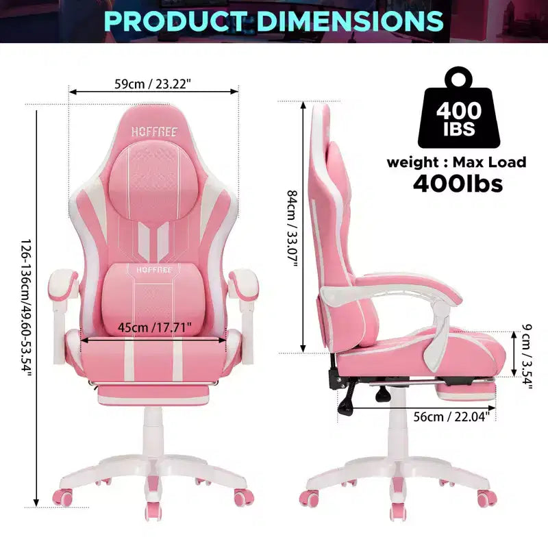Sillón ergonómico de oficina y gaming Hoffree extragrande con masaje, reposapiés y ajustable para PC