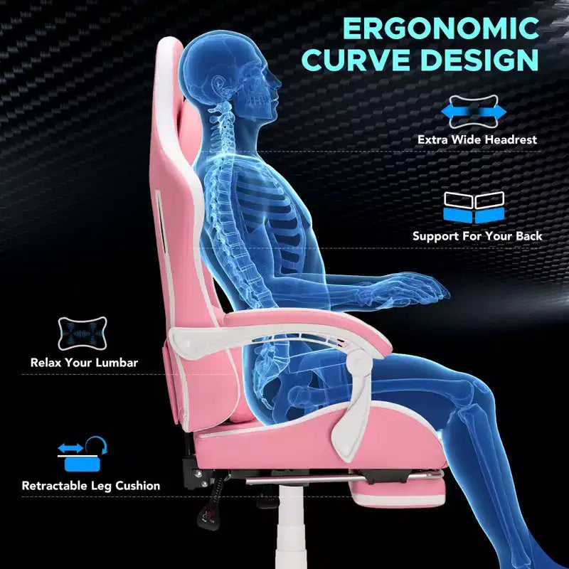 Sillón ergonómico de oficina y gaming Hoffree extragrande con masaje, reposapiés y ajustable para PC