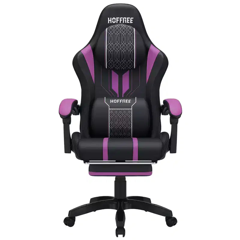 Sillón ergonómico de oficina y gaming Hoffree extragrande con masaje, reposapiés y ajustable para PC