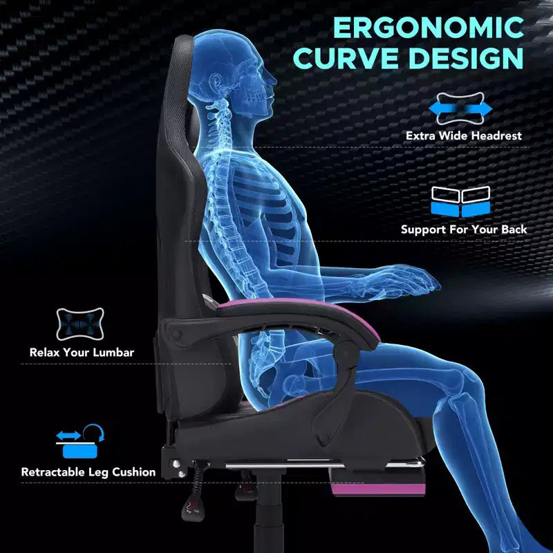 Sillón ergonómico de oficina y gaming Hoffree extragrande con masaje, reposapiés y ajustable para PC