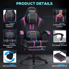 Sillón ergonómico de oficina y gaming Hoffree extragrande con masaje, reposapiés y ajustable para PC