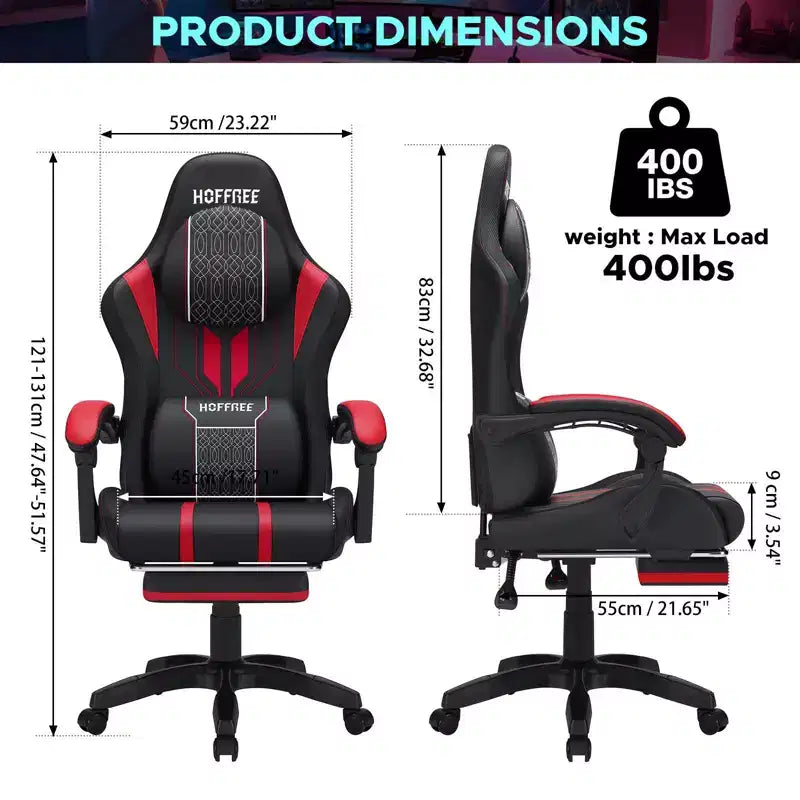 Sillón ergonómico de oficina y gaming Hoffree extragrande con masaje, reposapiés y ajustable para PC