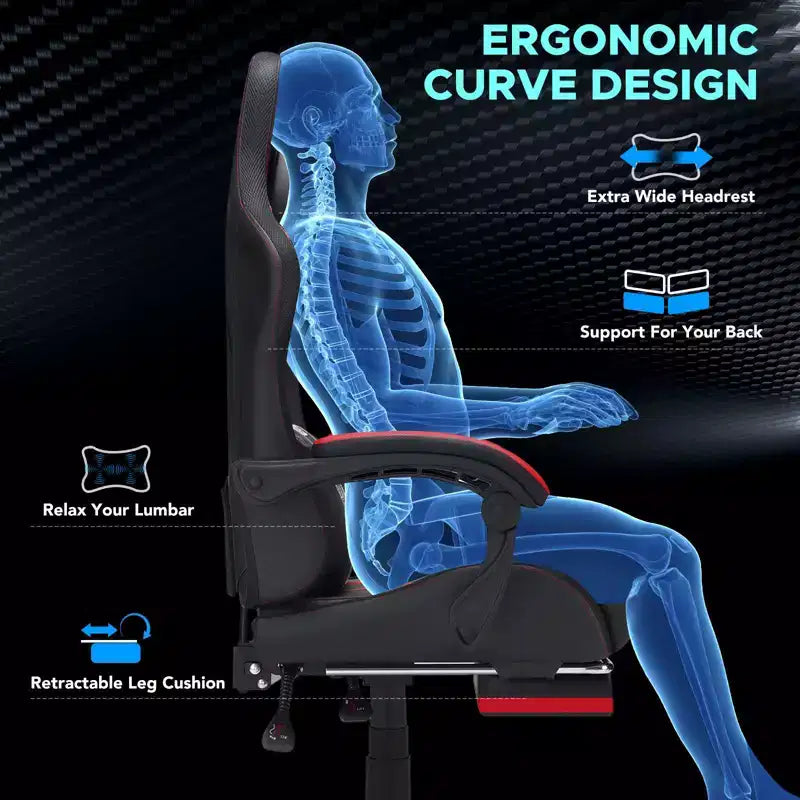 Sillón ergonómico de oficina y gaming Hoffree extragrande con masaje, reposapiés y ajustable para PC